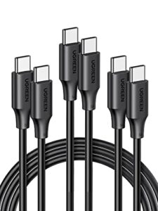 ugreen 100w usb c cable 3-pack 5a fast charging compatible with macbook pro 2022, ipad pro 2022, ipad air 5, galaxy s23/s22 ultra, pixel, ps5, switch, etc. 6.6ft