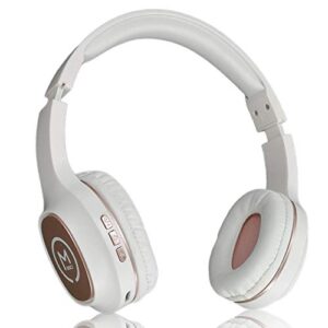 morpheus 360 tremors hp4500r wireless on ear headphones – bluetooth headset with mic – white-rose gold