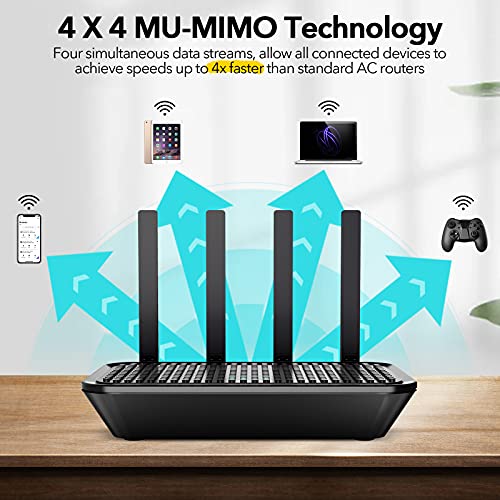 WiFi Router- AC2100 Dual-Band Smart Wi-Fi Router Upgrades to 2033 Mbps (5G) High-speed, Features MU-MIMO, 4 Gigabit LAN Ports, ONE SSID, Parental Control, Lifetime Internet Security for Video & Gaming