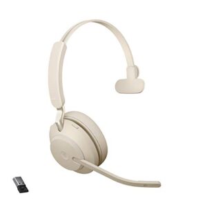 jabra evolve2 65 usb-a ms mono – beige wireless headset/music headphones