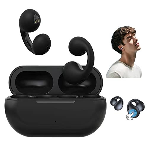 2023 New Wireless Ear Clip Bone Conduction Headphones - Open Ear Wireless Bluetooth Earbuds, Waterproof Ear Hook Bluetooth Headphones After Shock Bone Conduction Headphones For All Phone (BLACK)