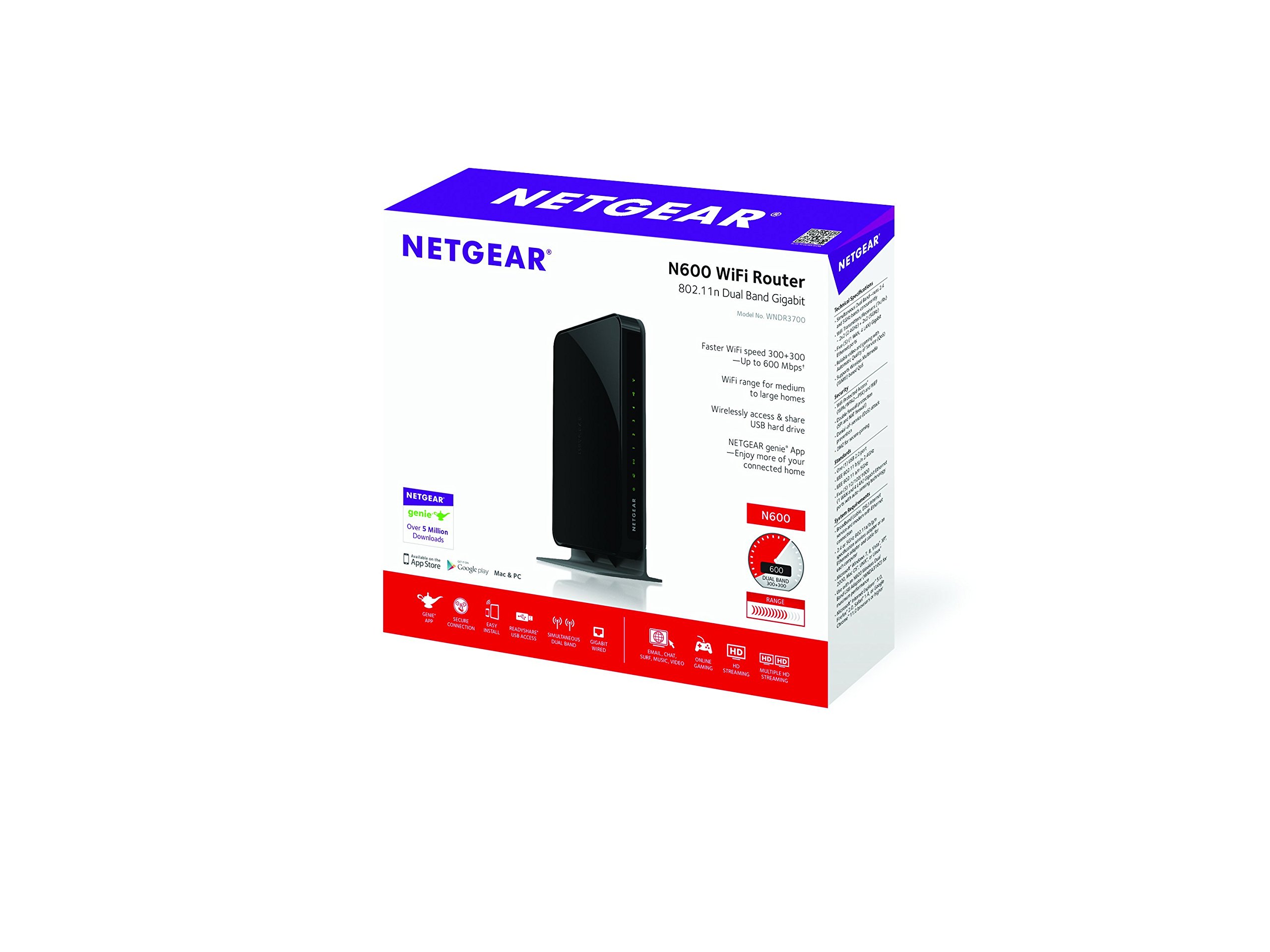 Netgear N600 Wireless Router - Dual Band Gigabit (WNDR3700)