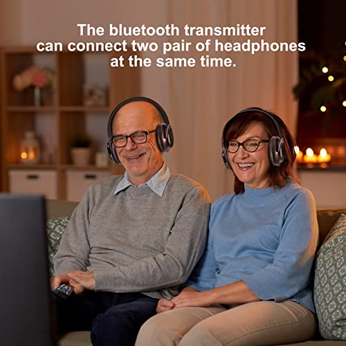 ZIOCOM Wireless Bluetooth Headphone for TV Watching with Transmitter, Digital Optical/Aux/RCA, Bluetooth Audio Transmitter for TV, Long Range, Foldable Over Ear Bluetooth Headphone, 55H Playtime