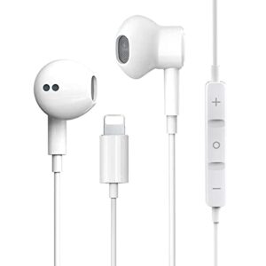 for iphone earbuds with lightning wired headphones [apple mfi certified] earbuds earphones wired stereo sound with microphone and volume control compatible with iphone 13/12/11/xr/xs/x/8/8p/7/7p
