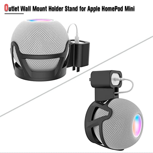 HeyMoonTong Outlet Wall Mount Holder Stand Fits for Apple HomePod Mini, A Space-Saving Accessory for HomePod Mini Smart Home Speakers with Cord Management, Hide Messy Wires (Black)