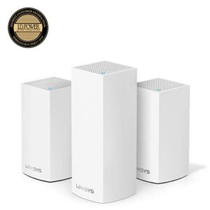 Linksys WHW0203 Velop Home Mesh Wi-Fi System Bundle (Dual/Tri-Band Combo) - Wi-Fi Router/Wi-Fi Extender for Whole-Home Mesh Network (3-Pack, White)