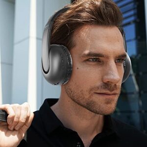 AUOUA Bluetooth Headphones Wireless Over-Ear Headset, Hi-Fi Stereo, Soft Foam Earmuffs, Wireless Headphone with Mic for Home Office Travel Black(BL006)