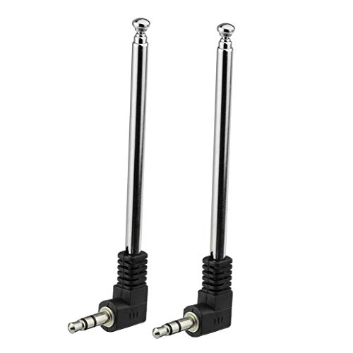 Bingfu Mini FM Radio Antenna 3.5mm Male Telescopic FM Antenna 2-Pack Compatible with Portable Radio Indoor Stereo Receiver AV Audio Video Home Theater Receiver Mobile Cell Phone Bose Radio