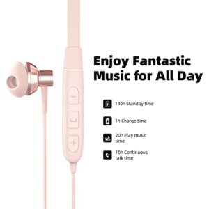 SoundMAGIC S20BT Neckband Bluetooth Headphones Wireless Earphones HiFi Stereo in Ear Headset with Microphone Lightweight Sports Earbuds Long Playtime Stable Connection Pink