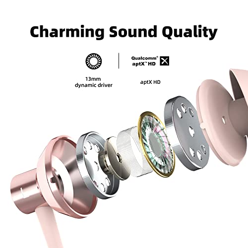 SoundMAGIC S20BT Neckband Bluetooth Headphones Wireless Earphones HiFi Stereo in Ear Headset with Microphone Lightweight Sports Earbuds Long Playtime Stable Connection Pink
