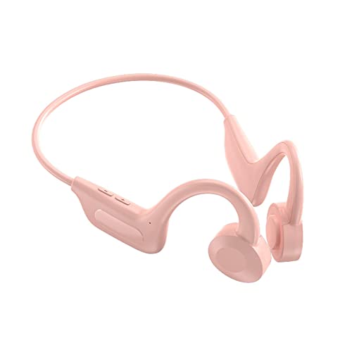 Bone Conduction Headphones Wireless Bluetooth Earphones Open Ear IPX5 Waterproof Long Battery Life Sports Headphone with Microphone Headset for Running Cycling Hiking Workout Driving Android iOS Pink