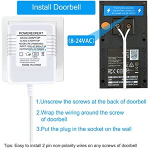 24V Transformer Doorbell Transformer C Wire Adapter Thermostat, 24V Doorbell Transformer Power Supply Cord Compatible with Nest Ecobee, Honeywell and Sensi, Wyze, Eufy and Nest Hello Video Doorbells