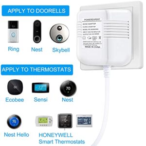 24V Transformer Doorbell Transformer C Wire Adapter Thermostat, 24V Doorbell Transformer Power Supply Cord Compatible with Nest Ecobee, Honeywell and Sensi, Wyze, Eufy and Nest Hello Video Doorbells