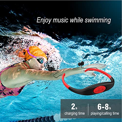 Headphones Bluetooth Waterproof for Swimming, Upgraded IPX8 Neckbands Underwater in Ear Earphone with Mic, HD Stereo Sound 8G ROM MP3 Player Earbuds Headset for Sports Running Cycling, Blue