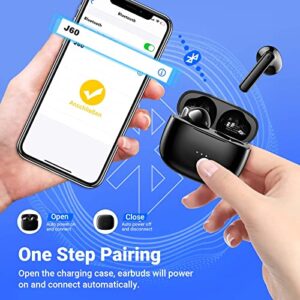 kauguo Wireless Earbuds, Bluetooth 5.3 Headphones,4-Mic Call Noise Reduction 36H Playtime IPX6 Sports Waterproof Earphones, HiFi Stereo, Touch Control with Type-C Charging for iOS Android Black