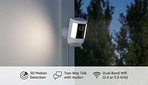 Introducing Ring Spotlight Cam Pro, Plug-In | 3D Motion Detection, Two-Way Talk with Audio+, and Dual-Band Wifi (2022 release) - White