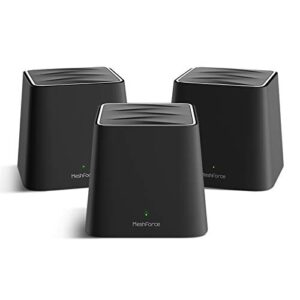 meshforce mesh wifi system m3s suite (set of 3, midnight black) – gigabit dual band mesh network, wireless internet system for home, wifi coverage up to 6+ bedrooms