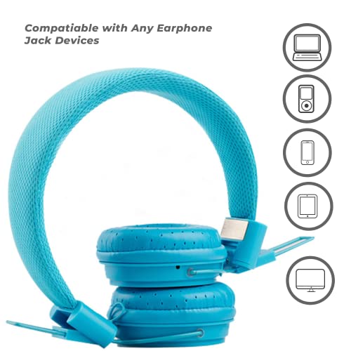 Headphones for Kids - Headset Boys Girls Ear Microphone Head Wired mic audiofonos Cord Jack 3.5 Plug for iPhone iPad Chromebook School Class Laptop Tablet Computer Kindle Pink Foldable Travel Volume