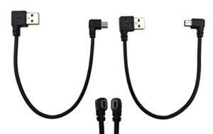 cerrxian 9inch mini usb cable combo mini usb right angle & left angle male to usb type a 2.0 right angle male data sync and charge cable (black)(2-pack) r