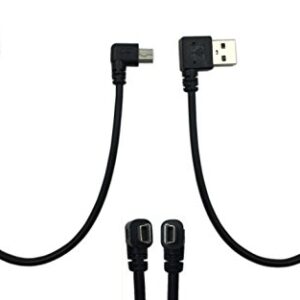 CERRXIAN 9Inch Mini USB Cable Combo Mini USB Right Angle & Left Angle Male to USB Type A 2.0 Right Angle Male Data Sync and Charge Cable (Black)(2-Pack) R