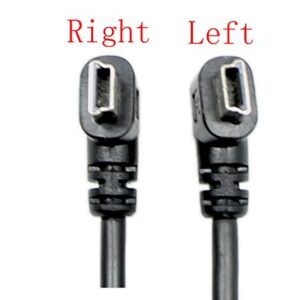 CERRXIAN 9Inch Mini USB Cable Combo Mini USB Right Angle & Left Angle Male to USB Type A 2.0 Right Angle Male Data Sync and Charge Cable (Black)(2-Pack) R