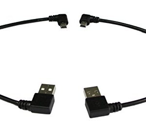 CERRXIAN 9Inch Mini USB Cable Combo Mini USB Right Angle & Left Angle Male to USB Type A 2.0 Right Angle Male Data Sync and Charge Cable (Black)(2-Pack) R