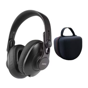 akg pro audio k361bt bluetooth over-ear, closed-back, foldable studio headphones bundle with knox gear professional headphone case (2 items)