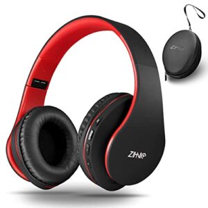 2 Items,1 Black Zihnic Over-Ear Wireless Headset Bundle with 1 Black Red Zihnic Foldable Wireless Headset