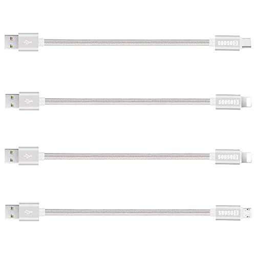 COSOOS Multi USB Cable, Multiple Cables Include 2 lPhone Cables, 1 USB Type C Cable and 1 Micro USB Cable, 4 Short USB Charging Cords Compatible with iPhone, Android, Samsung, Charging Station