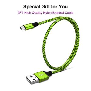 Type C Charger Cord Lime Green - Sagmoc Premium Shiny Nylon Braided Rapid Charging Cable 5 Pack 10FT 2x6FT 3FT 2FT for Samsung S10 S9 S8 Plus, Note 8, LG V30 G6 G5, Google Pixel, Nexus 6P 5X
