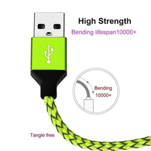 Type C Charger Cord Lime Green - Sagmoc Premium Shiny Nylon Braided Rapid Charging Cable 5 Pack 10FT 2x6FT 3FT 2FT for Samsung S10 S9 S8 Plus, Note 8, LG V30 G6 G5, Google Pixel, Nexus 6P 5X