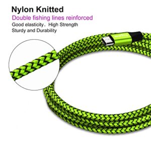 Type C Charger Cord Lime Green - Sagmoc Premium Shiny Nylon Braided Rapid Charging Cable 5 Pack 10FT 2x6FT 3FT 2FT for Samsung S10 S9 S8 Plus, Note 8, LG V30 G6 G5, Google Pixel, Nexus 6P 5X