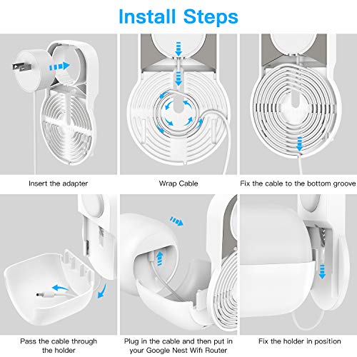 VOMENC Google WiFi Wall Mount ABS Bracket Holder Shelf for Google Nest WiFi Router [Built-in Cable Management] (3PACK)