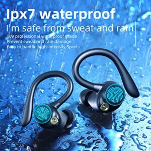 HORNORM Sport Bluetooth Headphones, Wireless Earbuds with Earhooks, IPX7 Waterproof Wireless headsets 70Hrs Playtime, Noise Cancelling Earbud Built-in Mic Earphones for Workout Sport Gym