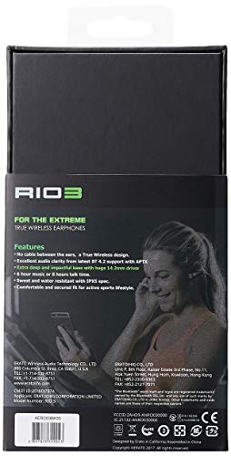 ERATO Rio True Wireless Sport Earphones - Bluetooth Compatible Waterproof with Microphone - Black (AERO03BK)