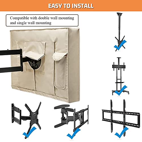 Outdoor TV Cover 40-43 Inches, HOMEYA 600D Heavy Duty Waterproof & Weatherproof TV Screen Protector with Double Zipper, Velcro Seal, Fits Most TV Mounts and Stands, for Outside LED LCD Flat Screen TVs