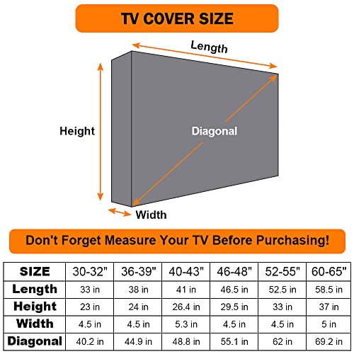 Outdoor TV Cover 40-43 Inches, HOMEYA 600D Heavy Duty Waterproof & Weatherproof TV Screen Protector with Double Zipper, Velcro Seal, Fits Most TV Mounts and Stands, for Outside LED LCD Flat Screen TVs