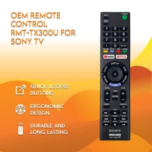 CEYBO OEM RMT-TX300U Remote Control Compatible with Sony Bravia TV Models: KDL-50W800C KDL-75W800C XBR-65X890C - Includes Netflix and YouTube Hotkeys