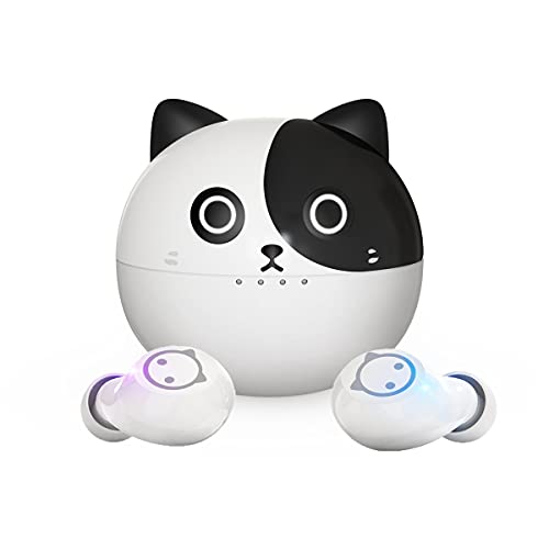 XZC Wireless Earbuds Noise Reduce Halloween Cute Little Devil Earphones for Kids Adult Waterproof Sport Stereo Headphones with Built-in Mic for iPhone/Android (Cat)