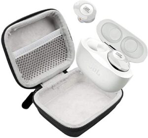 jbl tune 120 wireless earbud headphones with jbl charging case and hardshell case bundle (white, tune 120)