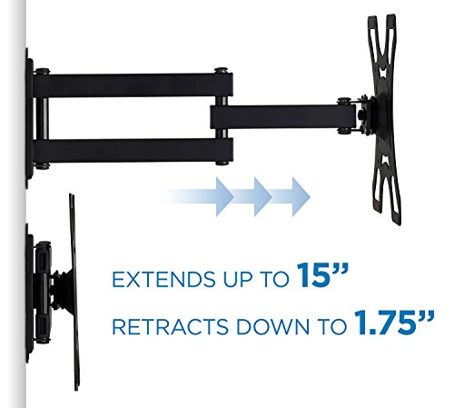 Mount-It! TV Wall Mount Bracket with Full Motion Arm Fits 13-42” Flat Screen TVs VESA 75, 100, 200, 55lb Weight Capacity WITH 15" EXTENSION