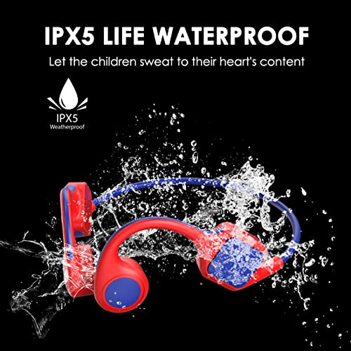 Kids Headphones for School - Bone Conduction Child Headphones for Boys Girls Toddlers with Microphone IPX5 Waterproof Open Ear Headphones Wireless Bluetooth for iPad Kindle Airplane Travel Tablet