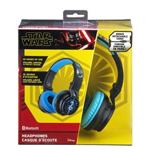 Star Wars Kids Bluetooth Headphones, Wireless Headphones with Microphone Includes Aux Cord, Volume Reduced Kids Foldable Headphones for School, Home, or Travel