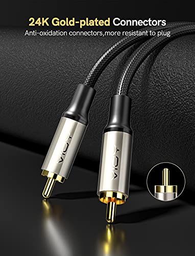 VIOY Coaxial Digital Audio Cable (3.3FT/1M), [Gold-Plated & Braided] Subwoofer Cable RCA Male to Male HiFi 5.1 SPDIF Stereo Audio Cable for Home Theater, HDTV, Amplifier Speaker Soundbar