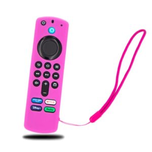 firestick remote cover case compatible with 3rd gen fire tv stick 2021 4k alexa voice remote control non slip silicone protective shock resistant sleeve with lanyard 1 pack gitd pink