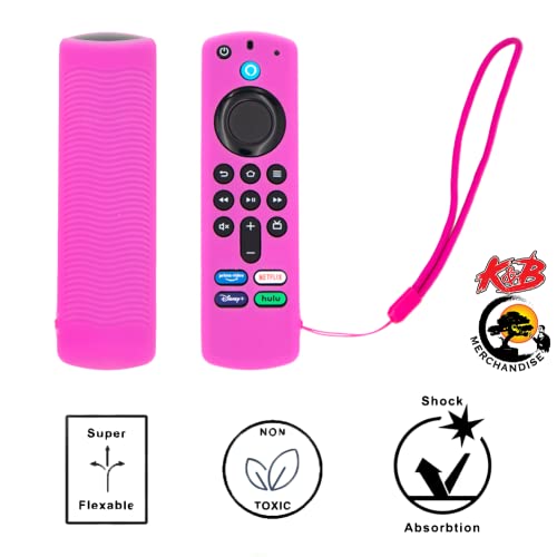 Firestick Remote Cover Case Compatible with 3rd Gen Fire TV Stick 2021 4K Alexa Voice Remote Control Non Slip Silicone Protective Shock Resistant Sleeve with Lanyard 1 Pack GITD Pink