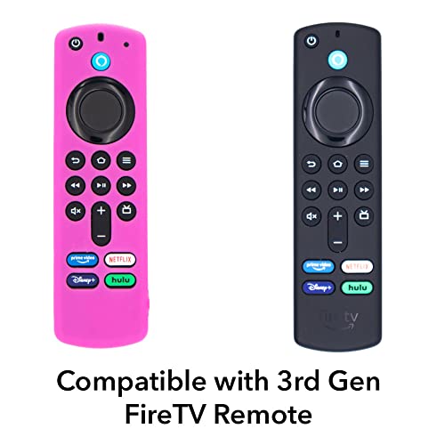 Firestick Remote Cover Case Compatible with 3rd Gen Fire TV Stick 2021 4K Alexa Voice Remote Control Non Slip Silicone Protective Shock Resistant Sleeve with Lanyard 1 Pack GITD Pink