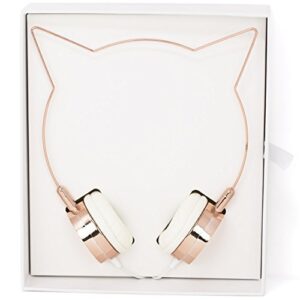 lux accessories rose gold cat ear headphones wire frame headset w microphone