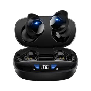 wireless earbuds 5.3 bluetooth premium fidelity sound quality digital led display charging case,ipx7 waterproof built-in mic sport earbuds, smart earbuds for all smart devices voice assistant black