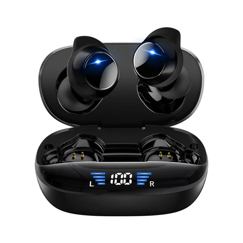 Wireless Earbuds 5.3 Bluetooth Premium Fidelity Sound Quality Digital LED Display Charging Case,IPX7 Waterproof Built-in Mic Sport Earbuds, Smart Earbuds for All Smart Devices Voice Assistant Black